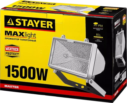 Прожектор STAYER "MASTER" MAXLight галогенный, с дугой крепления под установку, белый, 1500Вт 57107-W купить в Ижевске