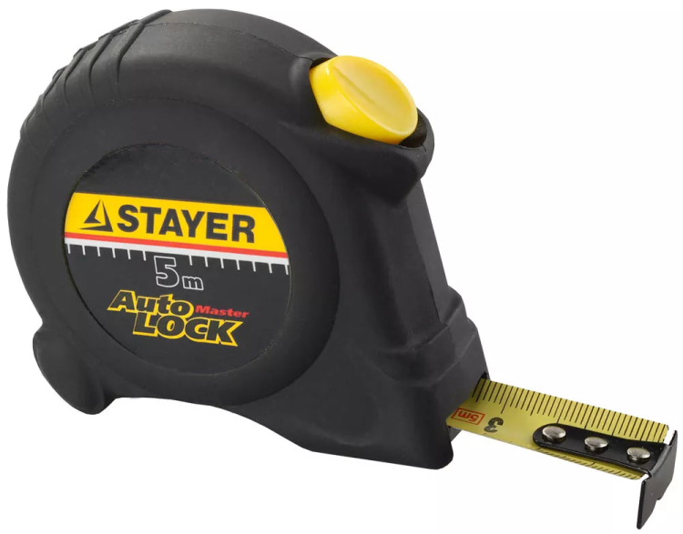 Рулетка STAYER "MASTER" "AUTOLOCK", корпус с резиновым напылением, автостоп, 5мх19мм 2-34126-05-19_z01 купить в Ижевске