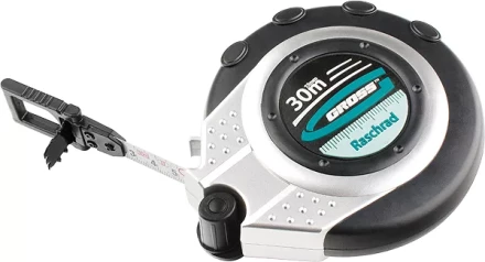 Рулетка геодезическая 30 м х 13 мм GROSS закр. корп. металл. лента нейлон двуст. Шкала 31252 купить в Ижевске