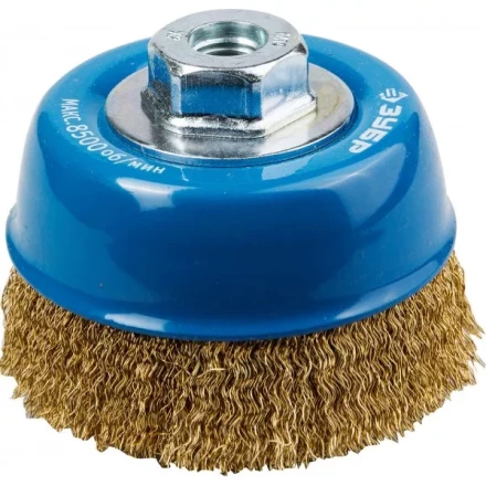 ЗУБР &quot;ПРОФЕССИОНАЛ&quot;. Щетка чашечная для УШМ, витая латунированная стальная проволока 0,3мм, 100ммхМ14 3526-100_z02 купить в Ижевске