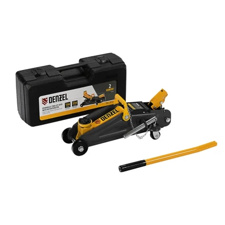 Домкрат гидравлический подкатной Denzel с фиксатором 2 т 130-330 мм в кейсе 51154 купить в Ижевске