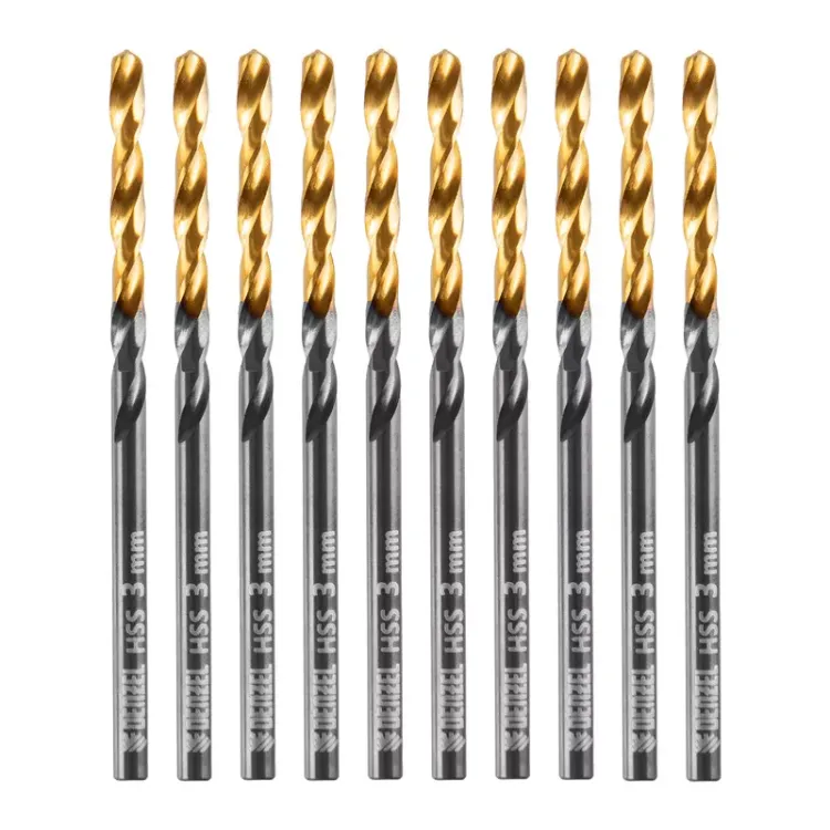 Сверло по металлу, 3 мм, HSS-Tin, Golden Tip, 10 шт. Denzel 717205 купить в Ижевске