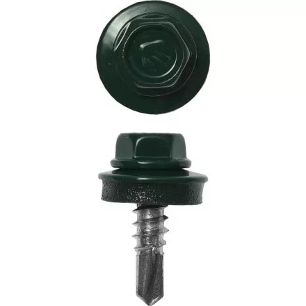 Саморезы ЗУБР &quot;ПРОФЕССИОНАЛ&quot; окраш., RAL 6005 зелен. насыщен., для крепл. кров. матер. к металл. констр., 5.5x25мм, 420шт 4-300315-55-025-6005 купить в Ижевске