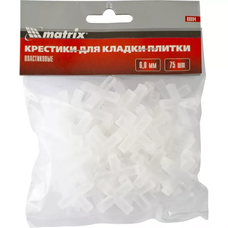 Крестики 6 мм для кладки плитки 75 штук MATRIX артикул 88094 купить в Ижевске