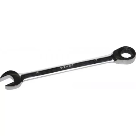 Ключ ЗУБР &quot;ПРОФИ&quot; гаечный комбинированный трещоточный, Cr-V сталь, хромированный, 17мм 27074-17 купить в Ижевске