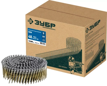 ЗУБР CNW 40 х 2.1 мм, барабанные гвозди рифленые, 12600 шт (305382-40) купить в Ижевске