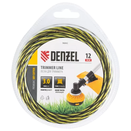 Леска для триммера двухкомпонентная витая квадратная, 3,0мм х 12м, блистер SkyCutter Denzel 96842 купить в Ижевске