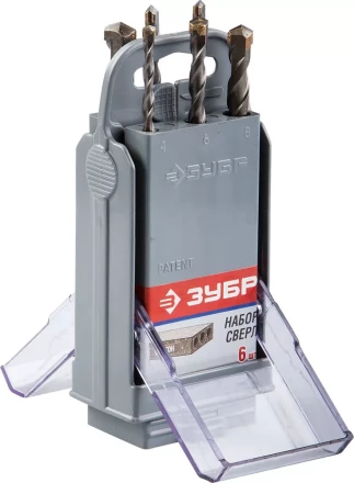 Набор ударных сверл ЗУБР &quot;МАСТЕР&quot; по бетону, 4, 5, 6х2шт, 8, 10мм, 6шт в супер боксе 2922-H6-SB купить в Ижевске