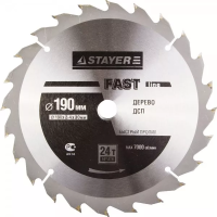 Диск пильный "FAST-Line" по дереву, 190х30мм, 24Т, STAYER 3680-190-30-24