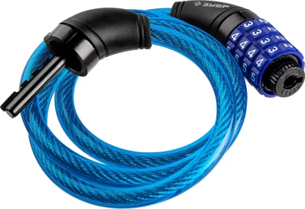 Замок ЗУБР &quot;ПРОФЕССИОНАЛ&quot;, тросовый, кодовый, с изменяемым кодом, длина троса - 950мм, d 10мм 37262-95_z01 купить в Ижевске