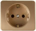 Розетка СВЕТОЗАР &quot;ГАММА&quot; с заземлением, одинарная, без вставки и рамки, цвет золотой металлик, 16А/~250В SV-54105-GM купить в Ижевске