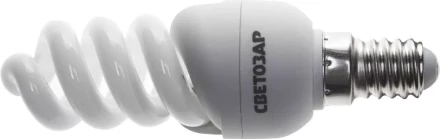 Энергосберегающая лампа СВЕТОЗАР &quot;КОМПАКТ&quot; спираль,цоколь E14(миньон),Т2,яркий белый свет(4000 К), 10000 час, 9Вт(45) 44353-09_z01 купить в Ижевске