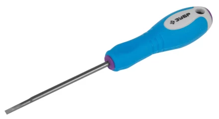 Отвертка ЗУБР, Cr-V сталь, трехкомпонентная рукоятка, цветовая индикация типа шлица, SL, 2,5x63мм 25251-2.5-063 купить в Ижевске