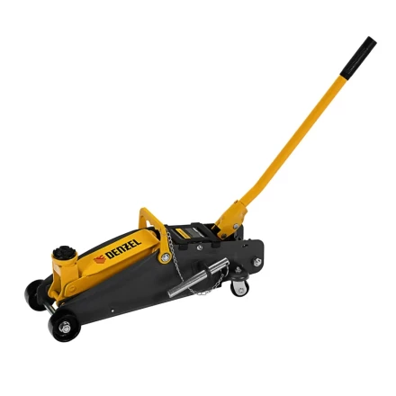 Домкрат гидравлический подкатной Denzel с фиксатором 2,8 т 135-385 мм в кейсе 51156 купить в Ижевске