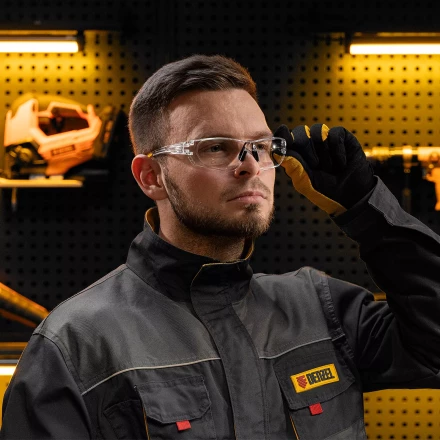 Очки защитные открытые Denzel 89198, поликарбонатные, прозрачная линза купить в Ижевске