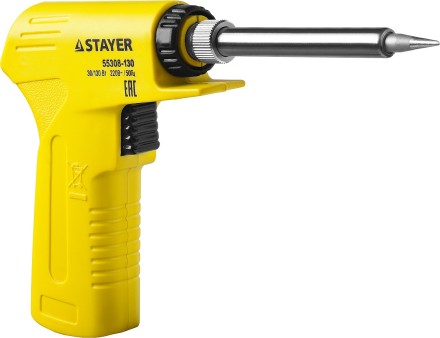 Паяльник с пистолетной пластмассовой рукояткой, STAYER &quot;PROFI&quot; PROTerm, 55308-130, 30 - 130 Вт, с керамическим нагревательным элементом 55308-130 купить в Ижевске
