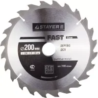 Диск пильный "FAST-Line" по дереву, 200х30мм, 24Т, STAYER 3680-200-30-24