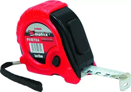 Рулетка Rubber 5 м х 19 мм обрезиненный корпус  MATRIX 31002 купить в Ижевске