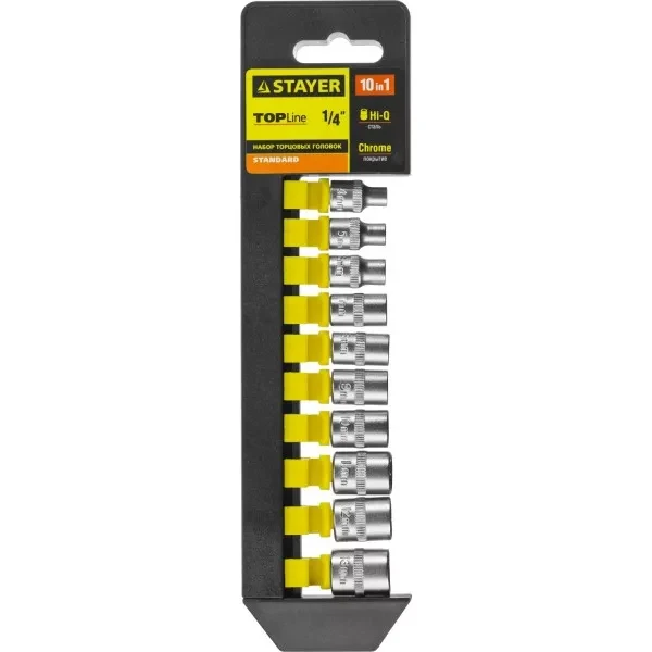 Набор STAYER "STANDARD": Торцовые головки (1/4") на пластиковом рельсе, 4-13мм, 10 предметов 27758-H10 купить в Ижевске