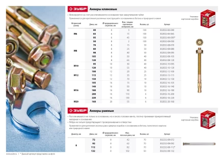 ЗУБР М16 х 105 мм, 10 шт, клиновой анкер (302032-16-105) купить в Ижевске