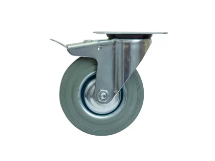 Колесо поворотное серая резина SCB 55 f 125 мм с тормозом 1027214 купить в Ижевске