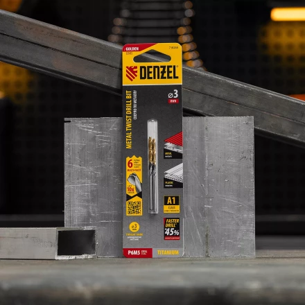 Сверло спиральное по металлу Denzel 3 x 61мм, Р6М5, Golden Tip, многогранная заточка, 2шт., 718268 купить в Ижевске