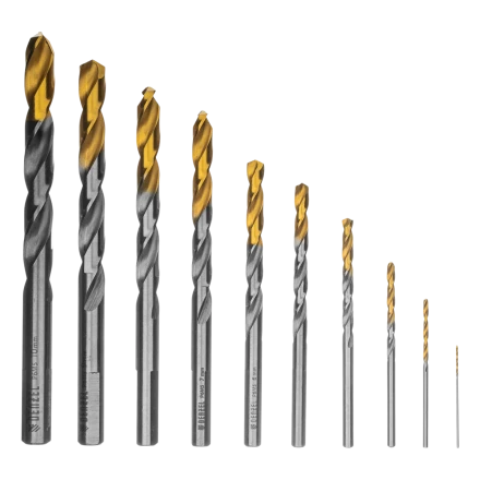 Набор сверл по металлу Denzel 723001, 1-10 мм, Р6М5-TiN, Golden Tip, 10 шт купить в Ижевске