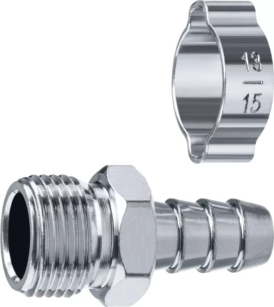 ЗУБР штуцер елочка, 10 мм - 3/8M, переходник с обжимным хомутом, Профессионал (64924-3/8-10) купить в Ижевске