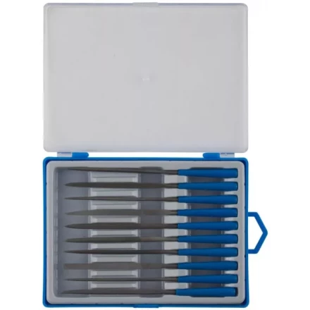 Набор ЗУБР &quot;ЭКСПЕРТ&quot; Надфили, пластмассовая ручка, насечка 2=бархатная, 100мм, 10шт 16021-2-H10 купить в Ижевске