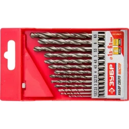 Набор ЗУБР "МАСТЕР": Свёрла по металлу, цилиндрический хвостовик, быстрорежущая сталь Р6М5, 1,5-6,5мм, 13шт 4-29621-H13