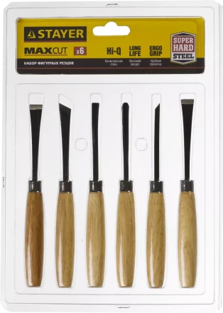 Набор STAYER: Резцы фигурные, с деревянной ручкой, 6шт 1832-H6 купить в Ижевске