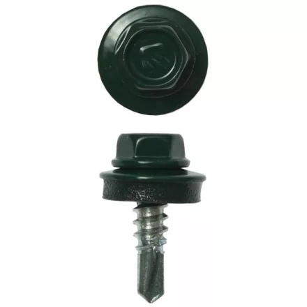 Саморезы ЗУБР &quot;ПРОФЕССИОНАЛ&quot; окраш., RAL 6005 зелен. насыщен., для крепл. кров. матер. к металл. констр., 5.5x19мм, 2500шт 4-300310-55-019-6005 купить в Ижевске