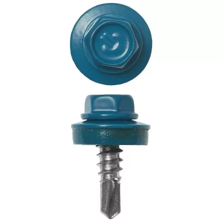 Саморезы ЗУБР окраш., RAL 5009 небесно-голуб., для крепл. кров. матер. к металл. констр., 5.5x25мм, 1800шт 4-300310-55-025-5009 купить в Ижевске