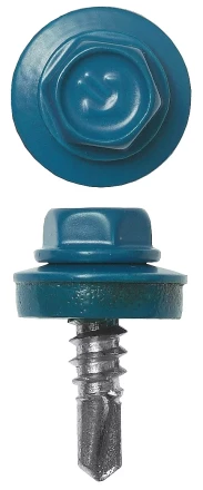 Саморезы ЗУБР окраш., RAL 5009 небесно-голуб., для крепл. кров. матер. к металл. констр., 5.5x25мм, 1800шт 4-300310-55-025-5009 купить в Ижевске