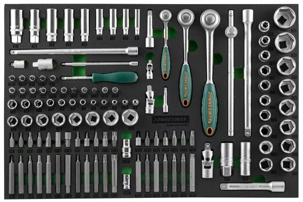Набор головок торцевых 1/4" 3/8" 1/2"DR 81предмет вставок бит-40предметов EVAложемент Jonnesway S04H45121SV 49275 купить в Ижевске