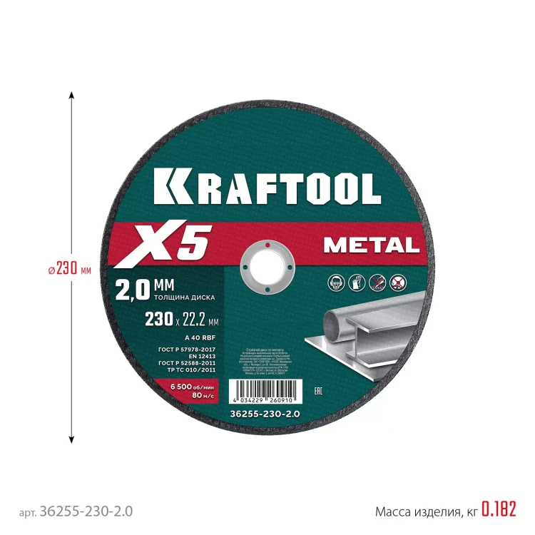 Круги отрезные абразивные, по металлу 36255-230-2.0 купить в Ижевске