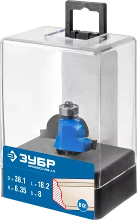 ЗУБР 38.1 x 18 мм, радиус 6.3 мм, фреза кромочная калевочная №6, Профессионал (28707-38.1) купить в Ижевске