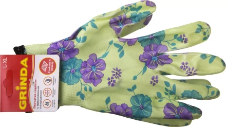 Перчатки GRINDA садовые, прозрачное нитриловое покрытие, размер L-XL, зеленые 11295-XL купить в Ижевске