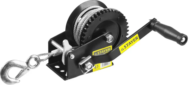 Лебедка ручная барабанная STAYER "MASTER", тяговая, тросовая, 0,7т, 8м 43112-0.7 купить в Ижевске