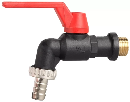 Кран угловой ЗУБР шаровой &quot;папа-соединит шланг&quot;, пластиковый корпус, 1/2&quot;х15 4-51560-P-1/2-15 купить в Ижевске