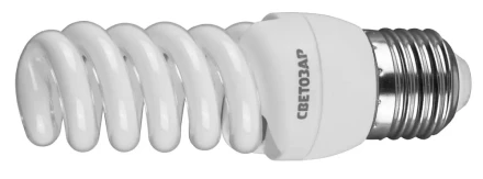 Энергосберегающая лампа СВЕТОЗАР &quot;КОМПАКТ&quot; спираль,цоколь E27(стандарт),Т2,теплый белый свет(2700 К),10000час,12Вт(60) 44452-12_z01 купить в Ижевске