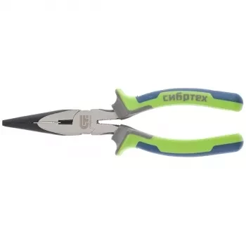 Длинногубцы прямые,160 мм фосфатирование трехкомпонентные рукоятки СИБРТЕХ 17155 купить в Ижевске