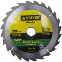 Диск пильный "FAST-Line" по дереву, 235x30мм, 24Т, STAYER 3680-235-30-24