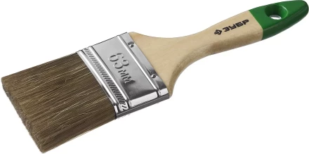 Кисть плоская  ЗУБР &quot;ЛАЗУРЬ-МАСТЕР&quot;, смешанная щетина, деревянная ручка, 63мм 4-01009-063 купить в Ижевске