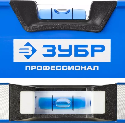 Уровень  ЗУБР &quot;ЭКСПЕРТ&quot; &quot;УСП - 2&quot;коробчатый усилен, 2 фрезерован баз поверхности, 3 ампулы, крашенный, с ручками, 100см 34587-100 купить в Ижевске