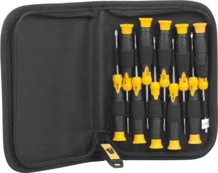 Набор JCB: Отвертки для точных работ, двухкомпонентные рукоятки, CrV cталь, 11 предм, чехол JSD026 купить в Ижевске