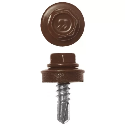 Саморезы ЗУБР &quot;ПРОФЕССИОНАЛ&quot; окраш., RAL 8017 шокол.-коричн., для крепл. кров. матер. к металл. констр. , 5.5x25мм, 1800шт 4-300310-55-025-8017 купить в Ижевске