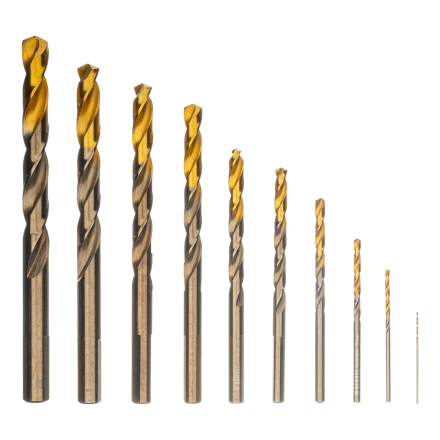 Набор сверл по металлу Denzel, 1-10 мм, Р6М5К8-TiN, Golden Tip, 10 шт 723005 купить в Ижевске