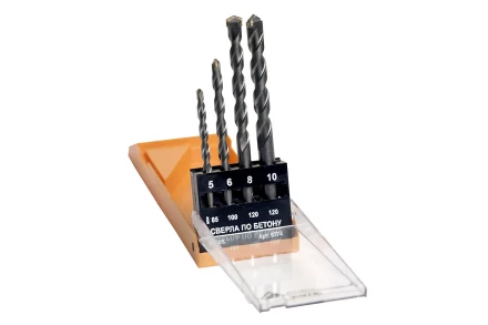 Набор сверл для бетона Ф5;6;8;10 мм 4 штуки пластиковый футляр Энкор 9374 купить в Ижевске
