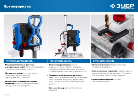 Станок вертикально-сверлильный ЗУБР Профессионал 800 Вт, 13 мм БЗП ВСС-П800 купить в Ижевске